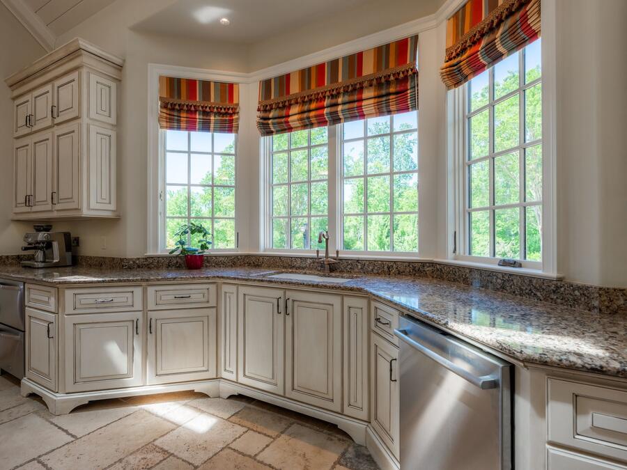 Kitchen windows over the grounds