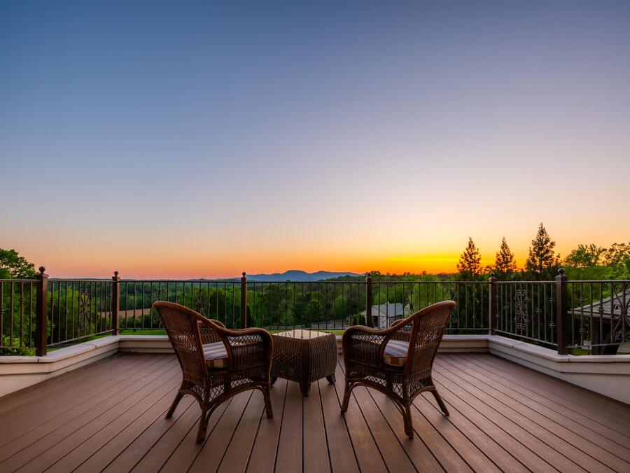 Primary balcony at sunset
